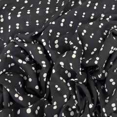 Black Dotted Mul Cotton Printed