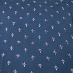Navy Blue Floral Pure Linen Printed