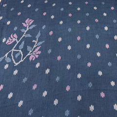 Navy Blue Floral & Butti Pure Linen Printed
