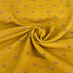 Mustard Yellow Floral Pure Linen Printed