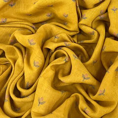 Mustard Yellow Floral Pure Linen Printed
