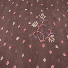 Coffee Brown Floral Butti Pure Linen Printed