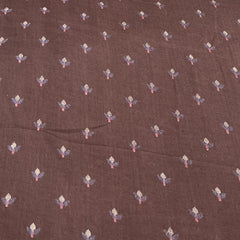 Coffee Brown Floral Pure Linen Printed