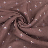 Coffee Brown Floral Pure Linen Printed