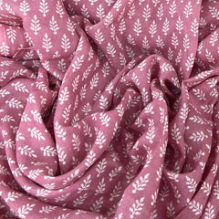 Nude Pink Leaf Block Pure Linen Printed