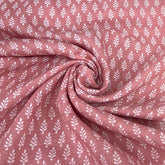 Peach Leaf Block Pure Linen Printed
