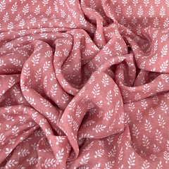 Peach Leaf Block Pure Linen Printed