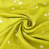 Lime Green Bandhani Pure Linen Printed