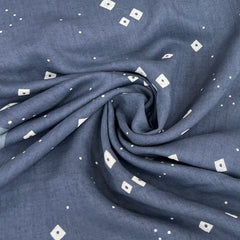 Grey Bandhani Pure Linen Printed