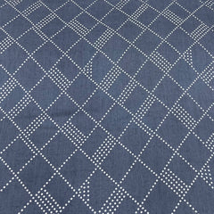 Grey Check Pure Linen Printed