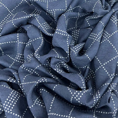 Grey Check Pure Linen Printed