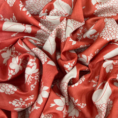 Orange Floral Pure Tussar Printed