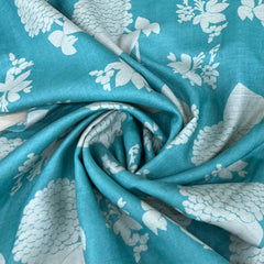 Sea Blue Floral Pure Tussar Printed