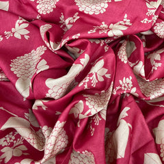 Pink Floral Pure Tussar Printed