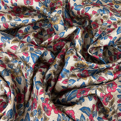 Beige Multicolour Kalamkari Pure Tussar Printed