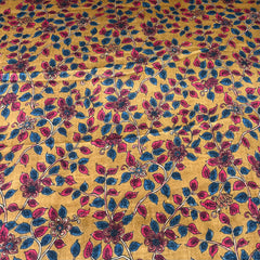 Mustard Yellow Multicolour Kalamkari Pure Tussar Printed
