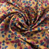Mustard Yellow Multicolour Kalamkari Pure Tussar Printed