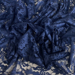 Navy Blue Indonesian Lace Fabric