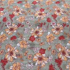 Light Grey Floral Lawn Cotton Printed