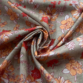 Light Grey Floral Lawn Cotton Printed