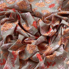 Light Grey Floral Lawn Cotton Printed