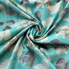 Sea Green Leaf Lawn Cotton Printed