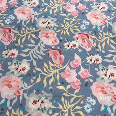 Pastel Blue Ambesonne Floral Lawn Cotton Printed