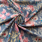 Pastel Blue Ambesonne Floral Lawn Cotton Printed
