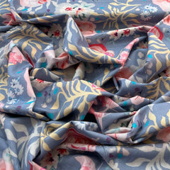 Pastel Blue Ambesonne Floral Lawn Cotton Printed