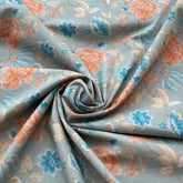 Light Blue Floral Lawn Cotton Printed