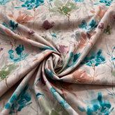 Light Peach Eucalyptus Floral Lawn Cotton Printed