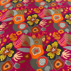 Rani Pink Multicolour Floral Muslin Printed