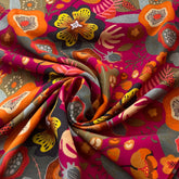 Rani Pink Multicolour Floral Muslin Printed