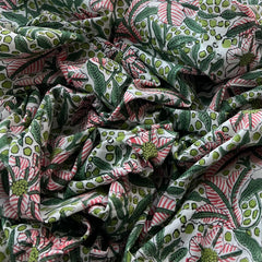 White Multicolour Floral Hand Block Cotton Printed