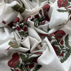 White Sangeneri Hand Block Cotton Printed