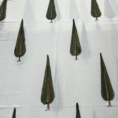 White Tree Motif Hand Block Cotton Printed