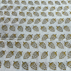 White Yellow Motif Hand Block Cotton Printed