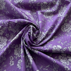 Lavender White Floral Cotton Printed