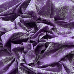 Lavender White Floral Cotton Printed