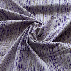 White Lavender Striped Cotton Printed