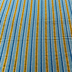 White Blue Stripes Cotton Printed