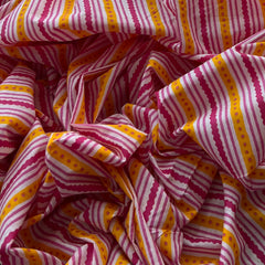 White Pink Stripes Cotton Printed