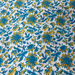 White Blue Floral Jaal Cotton Printed
