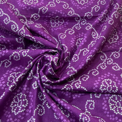 Purple White Bandhani Cotton Printed