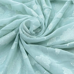 Mint Green Sequins Floral Mul Chanderi Embroidery