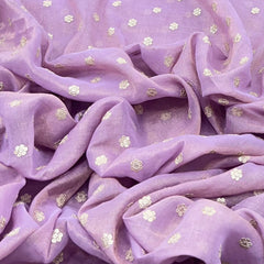 Lavender Sequins Butti Chanderi Silk Tissue Embroidery