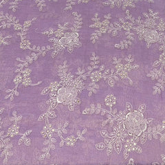 Lavender Sequins Floral Jal Chanderi Silk Tissue Embroidery