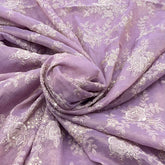 Lavender Sequins Floral Jal Chanderi Silk Tissue Embroidery
