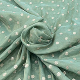 Sage Green Sequins Butti Chanderi Silk Tissue Embroidery
