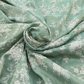 Sage Green Sequins Floral Jal Chanderi Silk Tissue Embroidery